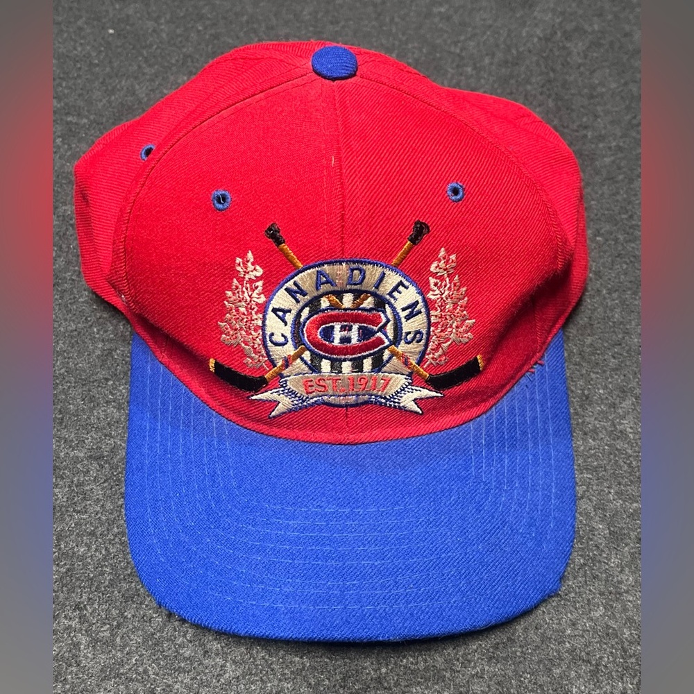 Vintage Rare 90s Montreal Canadiens Snapback Hat – Crossed Hockey Sticks Edition